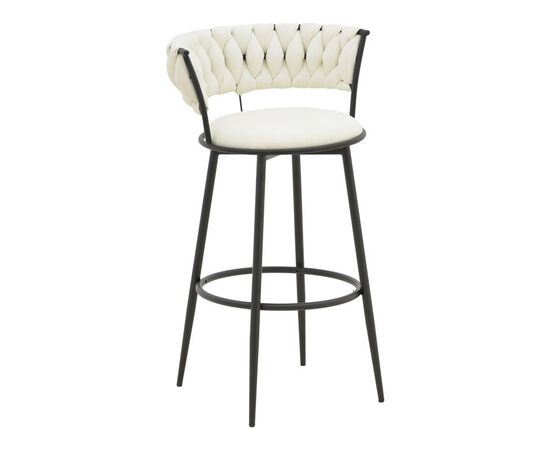 Σκαμπό μπαρ Alkia I pakoworld ύφασμα σε εκρού απόχρωση- πόδι μαύρο μέταλλο 50x56x95εκ - ΣΚΑΜΠΟ ΜΠΑΡ στο Milonadakis.gr