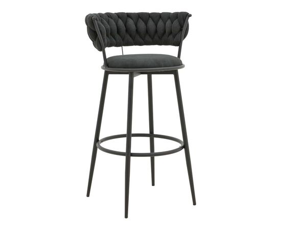 Σκαμπό μπαρ Alkia I pakoworld ύφασμα σε μαύρη απόχρωση- πόδι μαύρο μέταλλο 50x56x95εκ - ΣΚΑΜΠΟ ΜΠΑΡ στο Milonadakis.gr