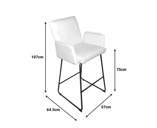 Σκαμπό μπαρ Essential pakoworld ύφασμα λευκό-πόδι μαύρο μεταλλικό 57x64.5x107εκ - ΣΚΑΜΠΟ ΜΠΑΡ στο Milonadakis.gr
