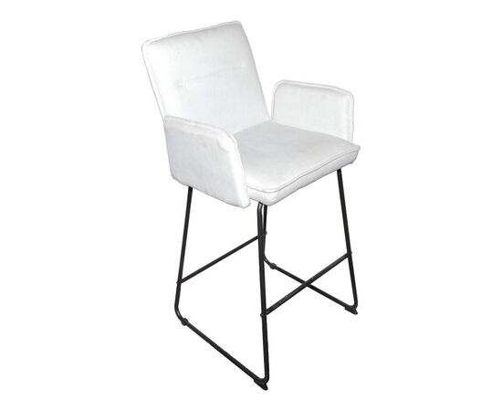 Σκαμπό μπαρ Essential pakoworld ύφασμα λευκό-πόδι μαύρο μεταλλικό 57x64.5x107εκ - ΣΚΑΜΠΟ ΜΠΑΡ στο Milonadakis.gr