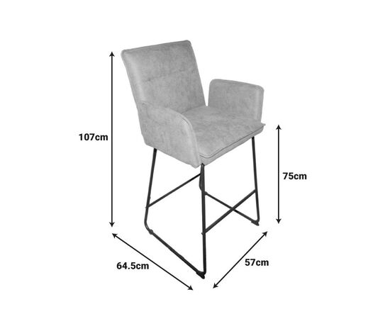 Σκαμπό μπαρ Essential pakoworld ύφασμα χακί-πόδι μαύρο μεταλλικό 57x64.5x107εκ - ΣΚΑΜΠΟ ΜΠΑΡ στο Milonadakis.gr