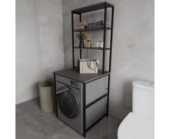 Έπιπλο πλυντηρίου Kylie pakoworld μέταλλο μάυρο σε ανθρακί απόχρωση 60x60x180εκ - ΟΡΓΑΝΩΣΗ ΣΠΙΤΙΟΥ στο Milonadakis.gr