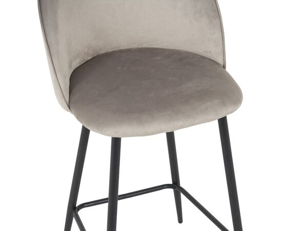 Σκαμπό μπαρ μεσαίου ύψους Perch pakoworld βελούδο σε γκρί απόχρωση με μαύρα μεταλλικά πόδια 50x43x99εκ - ΣΚΑΜΠΟ ΜΠΑΡ στο Milonadakis.gr