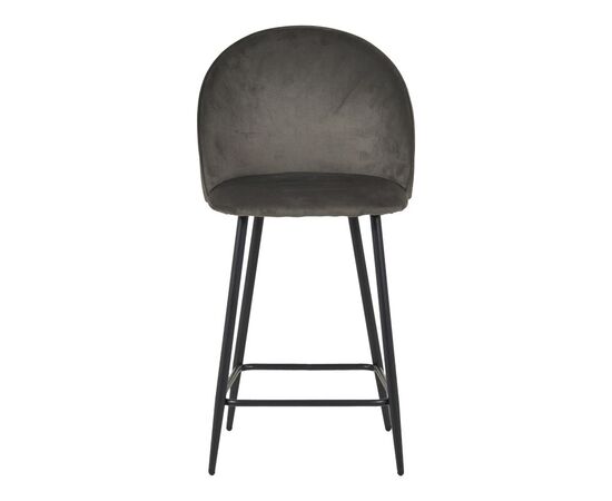 Σκαμπό μπαρ μεσαίου ύψους Perch pakoworld βελούδο σε ανθρακί απόχρωση με μαύρα μεταλλικά πόδια 50x43x99εκ - ΣΚΑΜΠΟ ΜΠΑΡ στο Milonadakis.gr