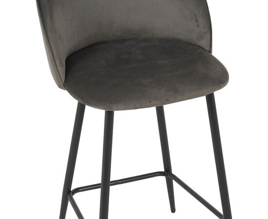Σκαμπό μπαρ μεσαίου ύψους Perch pakoworld βελούδο σε ανθρακί απόχρωση με μαύρα μεταλλικά πόδια 50x43x99εκ - ΣΚΑΜΠΟ ΜΠΑΡ στο Milonadakis.gr