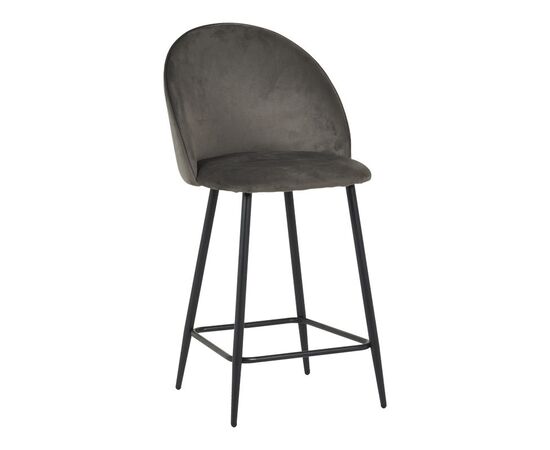 Σκαμπό μπαρ μεσαίου ύψους Perch pakoworld βελούδο σε ανθρακί απόχρωση με μαύρα μεταλλικά πόδια 50x43x99εκ - ΣΚΑΜΠΟ ΜΠΑΡ στο Milonadakis.gr