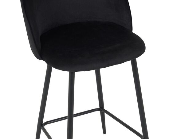 Σκαμπό μπαρ μεσαίου ύψους Perch pakoworld βελούδο σε μαύρη απόχρωση με μαύρα μεταλλικά πόδια 50x43x99εκ - ΣΚΑΜΠΟ ΜΠΑΡ στο Milonadakis.gr