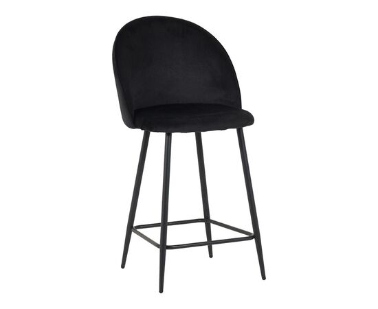 Σκαμπό μπαρ μεσαίου ύψους Perch pakoworld βελούδο σε μαύρη απόχρωση με μαύρα μεταλλικά πόδια 50x43x99εκ - ΣΚΑΜΠΟ ΜΠΑΡ στο Milonadakis.gr