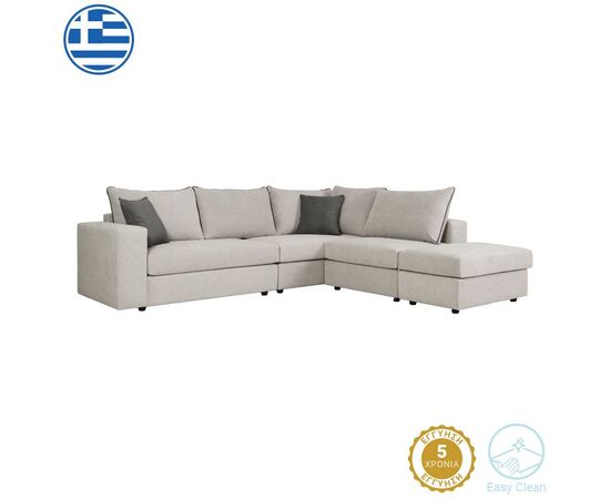 Πολυμορφικός-αναστρέψιμος καναπές London pakoworld ανοιχτό γκρι ύφασμα με μαξιλάρια σε ποντικί απόχρωση 296x246x95εκ - ΚΑΝΑΠΕΔΕΣ-ΣΑΛΟΝΙΑ στο Milonadakis.gr