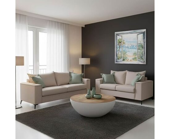 Σετ σαλονιού 2τεμ Verona pakoworld κρεμ ύφασμα με μαξιλάρια σε μέντα απόχρωση - ΚΑΝΑΠΕΔΕΣ-ΣΑΛΟΝΙΑ στο Milonadakis.gr