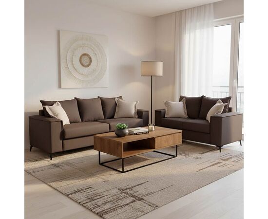 Σετ σαλονιού 2τεμ Verona pakoworld ανθρακί ύφασμα με μαξιλάρια σε μπεζ απόχρωση - ΚΑΝΑΠΕΔΕΣ-ΣΑΛΟΝΙΑ στο Milonadakis.gr