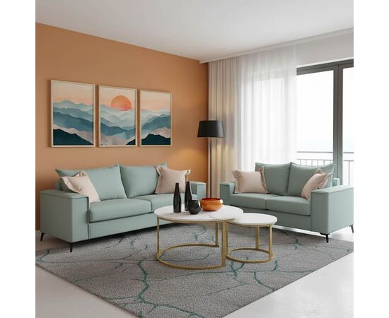 Σετ σαλονιού 2τεμ Verona pakoworld μέντα ύφασμα με μαξιλάρια σε κρεμ απόχρωση - ΚΑΝΑΠΕΔΕΣ-ΣΑΛΟΝΙΑ στο Milonadakis.gr