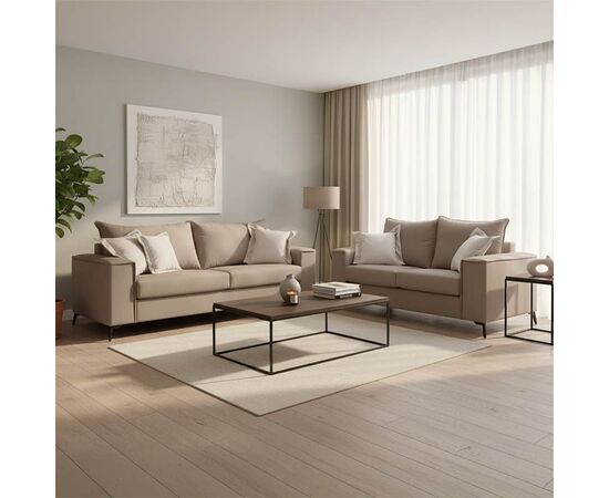 Σετ σαλονιού 2τεμ Verona pakoworld μόκα ύφασμα με μαξιλάρια σε κρεμ απόχρωση - ΚΑΝΑΠΕΔΕΣ-ΣΑΛΟΝΙΑ στο Milonadakis.gr