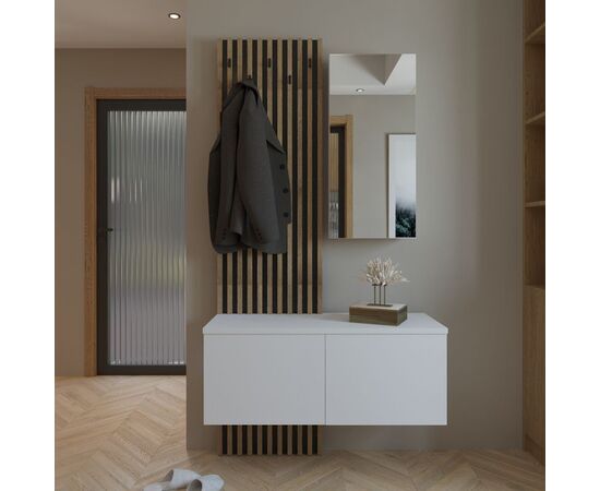 Έπιπλο εισόδου Arika pakoworld λευκό-sonoma 100x37x199.5εκ - ΕΠΙΠΛΑ ΕΙΣΟΔΟΥ στο Milonadakis.gr