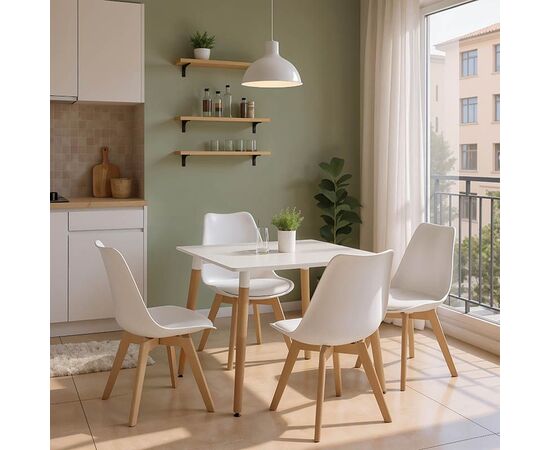 Τραπεζαρία με Καρέκλες Gaston λευκό και Τραπέζι Natali λευκό 80x80x76εκ Σετ 5τεμ - ΤΡΑΠΕΖΑΡΙΕΣ στο Milonadakis.gr