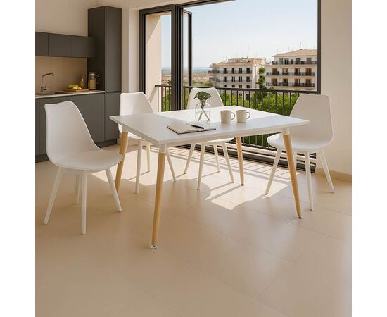 Τραπεζαρία με Καρέκλες Gaston λευκό και Τραπέζι Natali λευκό 120x80x76εκ Σετ 5τεμ - ΤΡΑΠΕΖΑΡΙΕΣ στο Milonadakis.gr