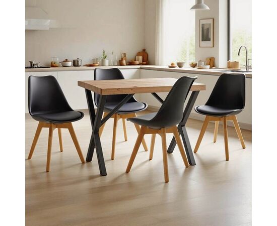 Τραπεζαρία με Καρέκλες Gaston μαύρο και Τραπέζι Zeryin oak 110x70x75εκ Σετ 5τεμ - ΤΡΑΠΕΖΑΡΙΕΣ στο Milonadakis.gr