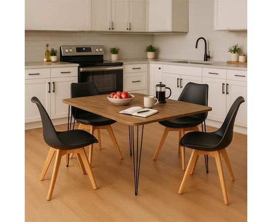 Τραπεζαρία με Καρέκλες Gaston μαύρο και Τραπέζι Polkan oak 120x60x73εκ Σετ 5τεμ - ΤΡΑΠΕΖΑΡΙΕΣ στο Milonadakis.gr