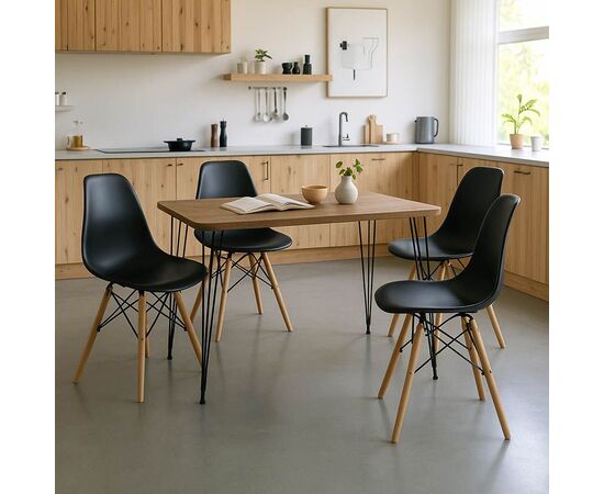 Τραπεζαρία με Καρέκλες Julita μαύρο και Τραπέζι Polkan oak 120x60x73εκ Σετ 5τεμ - ΤΡΑΠΕΖΑΡΙΕΣ στο Milonadakis.gr