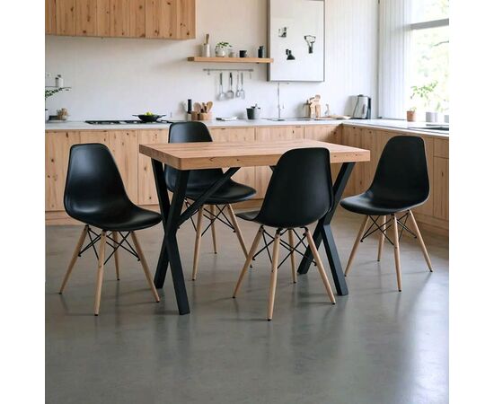 Τραπεζαρία με Καρέκλες Julita μαύρο και Τραπέζι Zeryin oak 110x70x75εκ Σετ 5τεμ - ΤΡΑΠΕΖΑΡΙΕΣ στο Milonadakis.gr