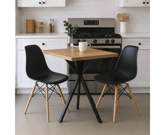 Τραπεζαρία με Καρέκλες Julita μαύρο και Τραπέζι Prestone oak 70x70x75εκ Σετ 3τεμ - ΤΡΑΠΕΖΑΡΙΕΣ στο Milonadakis.gr