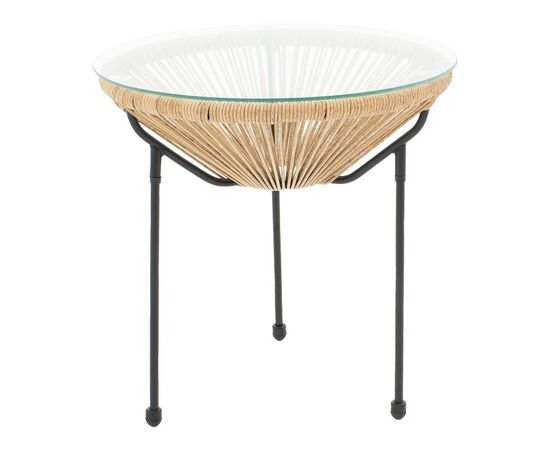 Τραπέζι Acapulco pakoworld μεταλλο σε μαύρη-pe rattan σε φυσική απόχρωση Φ50x52εκ - ΤΡΑΠΕΖΙΑ ΕΞ. ΧΩΡΟΥ στο Milonadakis.gr