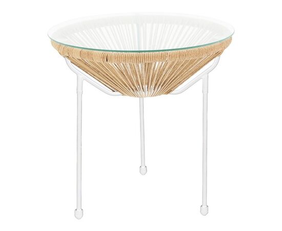 Τραπέζι Acapulco pakoworld μεταλλο σε λευκή-pe rattan σε φυσική απόχρωση Φ50x52εκ - ΤΡΑΠΕΖΙΑ ΕΞ. ΧΩΡΟΥ στο Milonadakis.gr