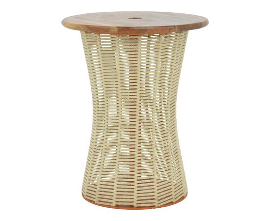 Τραπέζι Lemelo pakoworld μέταλλο-sal wood-γιούτα σε εκρού απόχρωση Φ61x76εκ - ΟΜΠΡΕΛΕΣ ΚΑΙ ΒΑΣΕΙΣ στο Milonadakis.gr