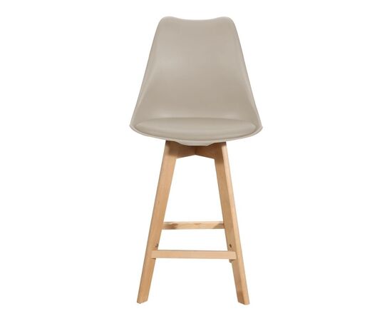 Σκαμπό μπαρ Gaston pakoworld pp-pu σε cappuccino απόχρωση και ξύλινο πόδι 49x56x112εκ - ΣΚΑΜΠΟ ΜΠΑΡ στο Milonadakis.gr