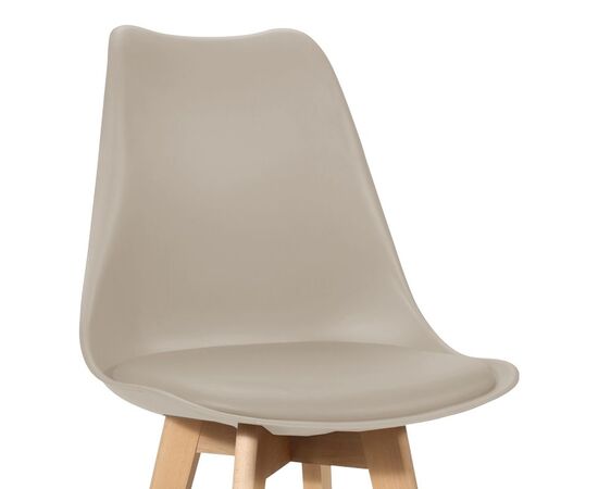 Σκαμπό μπαρ Gaston pakoworld pp-pu σε cappuccino απόχρωση και ξύλινο πόδι 49x56x112εκ - ΣΚΑΜΠΟ ΜΠΑΡ στο Milonadakis.gr