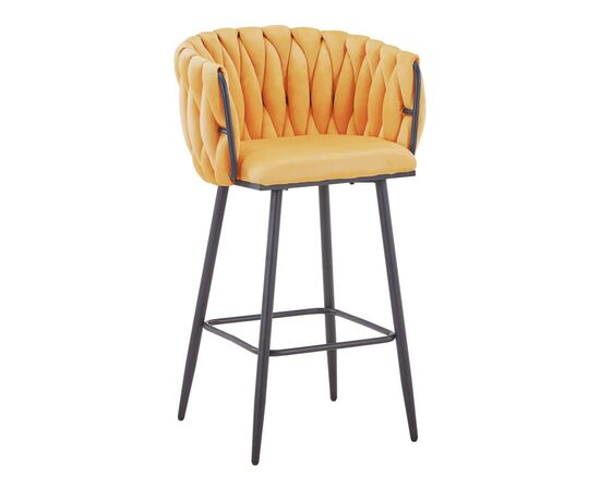 Σκαμπό μπαρ Vivian pakoworld κίτρινο βελούδο-πόδι μαύρο μέταλλο 57x50x100εκ - ΣΚΑΜΠΟ ΜΠΑΡ στο Milonadakis.gr