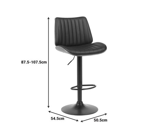 Σκαμπό μπαρ Amani pakoworld περιστρεφόμενο μαύρο pu-μαύρη βάση 50.5x54x87.5-107.5εκ - ΣΚΑΜΠΟ ΜΠΑΡ στο Milonadakis.gr