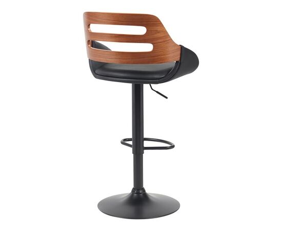 Σκαμπό μπαρ Fern pakoworld πτυσσόμενο-περιστρεφόμενο μαύρο pu- ξύλο καρυδί - μέταλλο μαύρο 50x48.5x89-110.5εκ - ΣΚΑΜΠΟ ΜΠΑΡ στο Milonadakis.gr