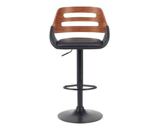 Σκαμπό μπαρ Fern pakoworld πτυσσόμενο-περιστρεφόμενο μαύρο pu- ξύλο καρυδί - μέταλλο μαύρο 50x48.5x89-110.5εκ - ΣΚΑΜΠΟ ΜΠΑΡ στο Milonadakis.gr