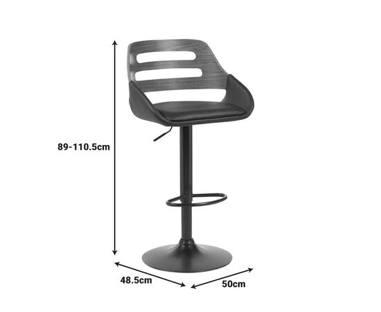 Σκαμπό μπαρ Fern pakoworld πτυσσόμενο-περιστρεφόμενο μαύρο pu- ξύλο καρυδί - μέταλλο μαύρο 50x48.5x89-110.5εκ - ΣΚΑΜΠΟ ΜΠΑΡ στο Milonadakis.gr