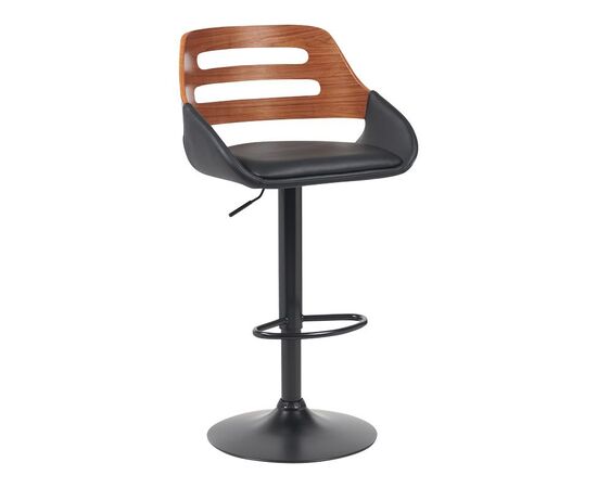 Σκαμπό μπαρ Fern pakoworld πτυσσόμενο-περιστρεφόμενο μαύρο pu- ξύλο καρυδί - μέταλλο μαύρο 50x48.5x89-110.5εκ - ΣΚΑΜΠΟ ΜΠΑΡ στο Milonadakis.gr