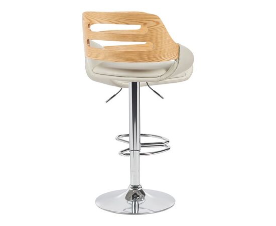 Σκαμπό μπαρ Fern pakoworld πτυσσόμενο-περιστρεφόμενο μπεζ pu- ξύλο γκρι- μέταλλο χρωμίου 50x48.5x89-110.5εκ - ΣΚΑΜΠΟ ΜΠΑΡ στο Milonadakis.gr