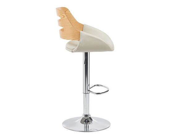 Σκαμπό μπαρ Fern pakoworld πτυσσόμενο-περιστρεφόμενο μπεζ pu- ξύλο γκρι- μέταλλο χρωμίου 50x48.5x89-110.5εκ - ΣΚΑΜΠΟ ΜΠΑΡ στο Milonadakis.gr