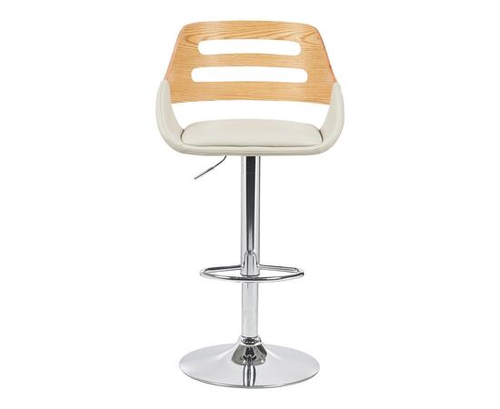 Σκαμπό μπαρ Fern pakoworld πτυσσόμενο-περιστρεφόμενο μπεζ pu- ξύλο γκρι- μέταλλο χρωμίου 50x48.5x89-110.5εκ - ΣΚΑΜΠΟ ΜΠΑΡ στο Milonadakis.gr