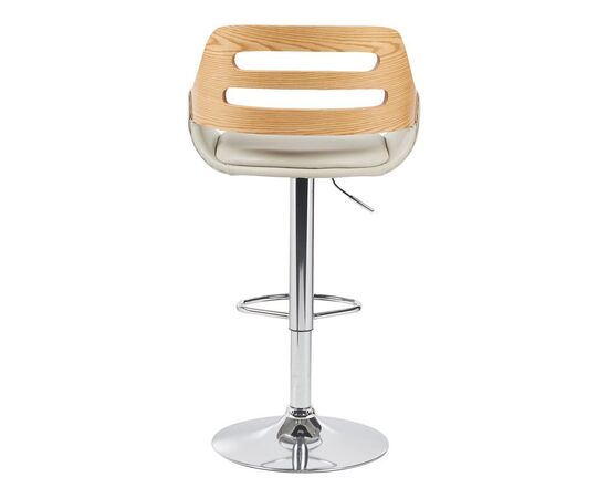 Σκαμπό μπαρ Fern pakoworld πτυσσόμενο-περιστρεφόμενο μπεζ pu- ξύλο γκρι- μέταλλο χρωμίου 50x48.5x89-110.5εκ - ΣΚΑΜΠΟ ΜΠΑΡ στο Milonadakis.gr