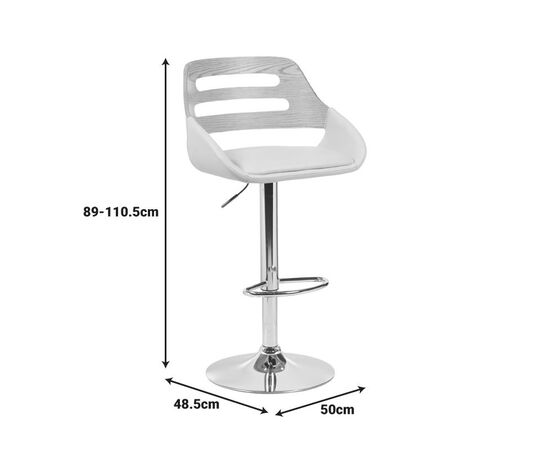 Σκαμπό μπαρ Fern pakoworld πτυσσόμενο-περιστρεφόμενο μπεζ pu- ξύλο γκρι- μέταλλο χρωμίου 50x48.5x89-110.5εκ - ΣΚΑΜΠΟ ΜΠΑΡ στο Milonadakis.gr