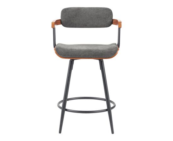 Σκαμπό μπαρ Cameo pakoworld περιστρεφόμενο μέταλλο μαύρο-καρυδί ξύλο-ανθρακί ύφασμα 53x50x93εκ - ΣΚΑΜΠΟ ΜΠΑΡ στο Milonadakis.gr