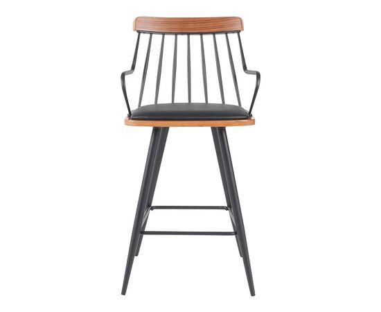 Σκαμπό μπαρ Posse pakoworld μέταλλο μαύρο-καρυδί ξύλο-μαύρο pu 48x54x92.5εκ - ΣΚΑΜΠΟ ΜΠΑΡ στο Milonadakis.gr