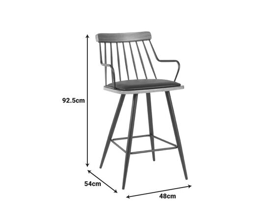 Σκαμπό μπαρ Posse pakoworld μέταλλο μαύρο-καρυδί ξύλο-μαύρο pu 48x54x92.5εκ - ΣΚΑΜΠΟ ΜΠΑΡ στο Milonadakis.gr