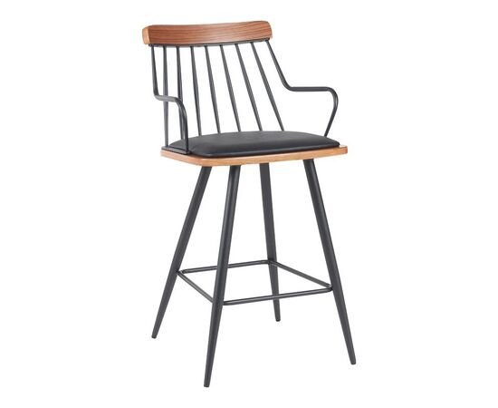 Σκαμπό μπαρ Posse pakoworld μέταλλο μαύρο-καρυδί ξύλο-μαύρο pu 48x54x92.5εκ - ΣΚΑΜΠΟ ΜΠΑΡ στο Milonadakis.gr