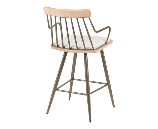 Σκαμπό μπαρ Posse pakoworld μέταλλο μπρονζε-white wash ξύλο-μπεζ ύφασμα 48x54x92.5εκ - ΣΚΑΜΠΟ ΜΠΑΡ στο Milonadakis.gr