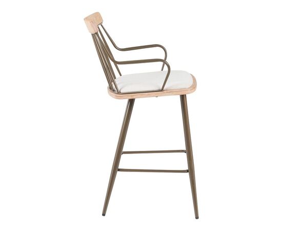 Σκαμπό μπαρ Posse pakoworld μέταλλο μπρονζε-white wash ξύλο-μπεζ ύφασμα 48x54x92.5εκ - ΣΚΑΜΠΟ ΜΠΑΡ στο Milonadakis.gr