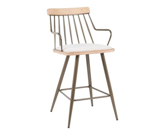 Σκαμπό μπαρ Posse pakoworld μέταλλο μπρονζε-white wash ξύλο-μπεζ ύφασμα 48x54x92.5εκ - ΣΚΑΜΠΟ ΜΠΑΡ στο Milonadakis.gr