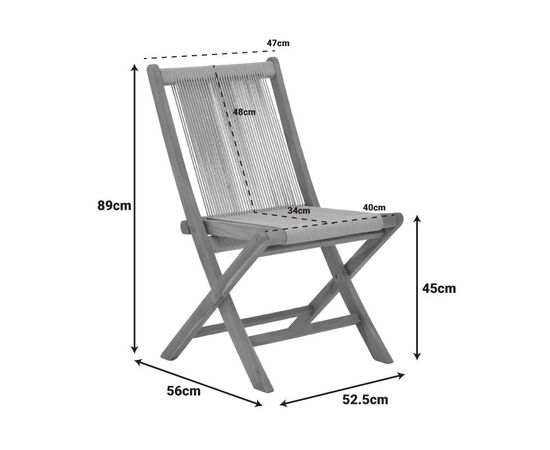 Καρέκλα Banou pakoworld πτυσσόμενη teak ξύλο και pe σχοινί σε μαύρη απόχρωση 52.5x56x89εκ - ΚΑΡΕΚΛΕΣ - ΠΟΛΥΘΡΟΝΕΣ ΕΣ. στο Milonadakis.gr