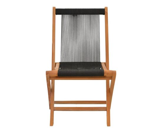 Καρέκλα Banou pakoworld πτυσσόμενη teak ξύλο και pe σχοινί σε μαύρη απόχρωση 52.5x56x89εκ - ΚΑΡΕΚΛΕΣ - ΠΟΛΥΘΡΟΝΕΣ ΕΣ. στο Milonadakis.gr